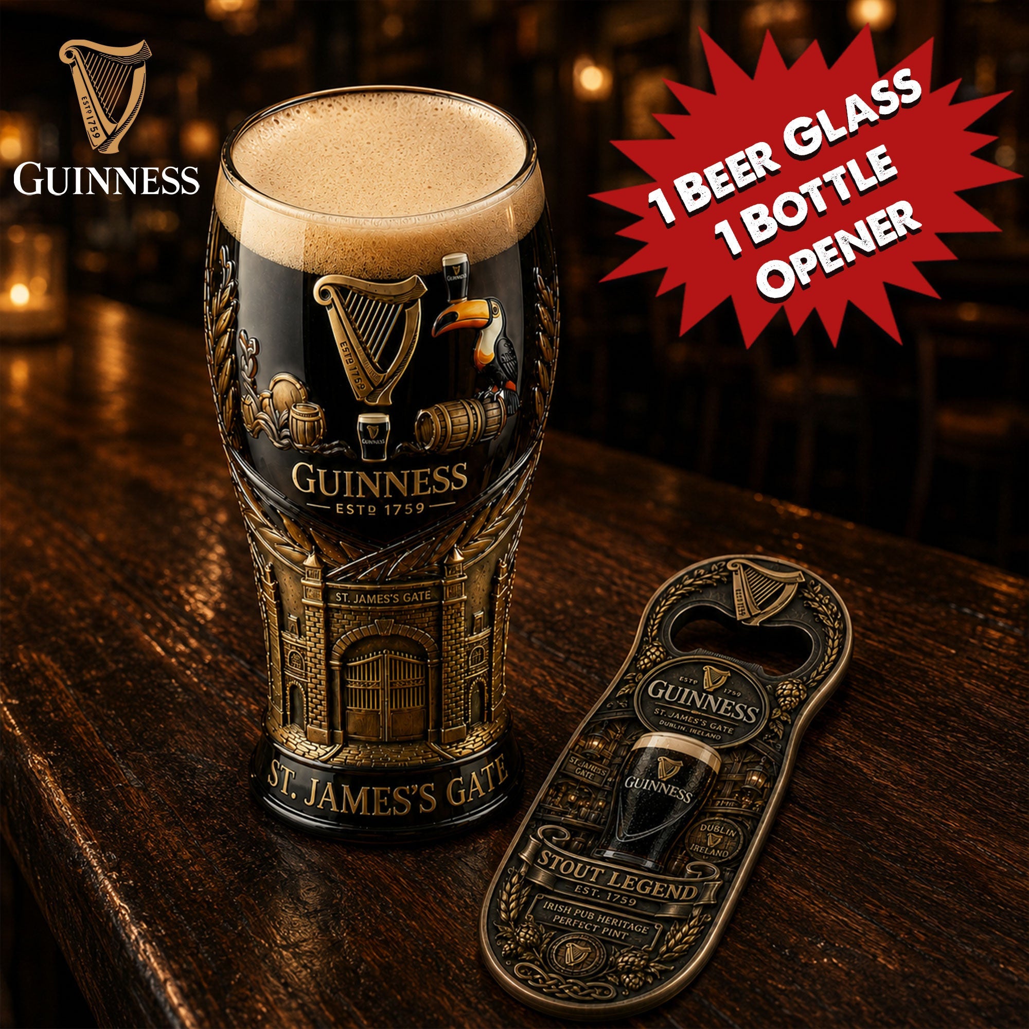 Premium GNSB Beer Glass & Bottle Opener TNSM