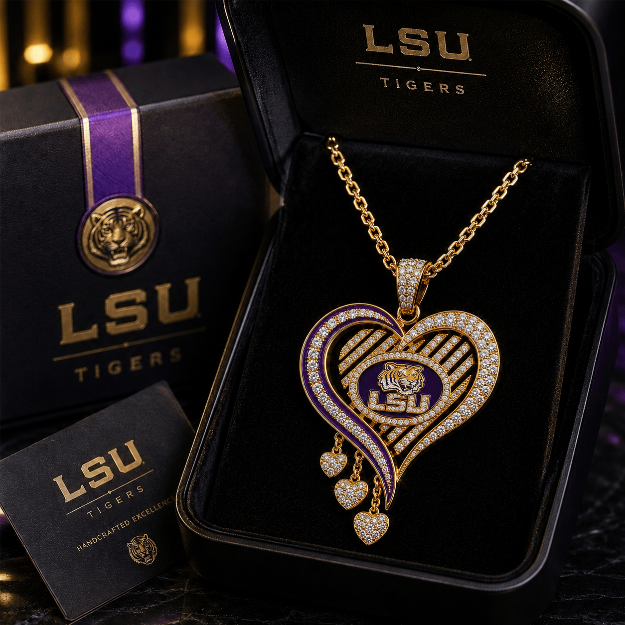 LSUT Solid Gold Chain with Diamond Pendant TTTT
