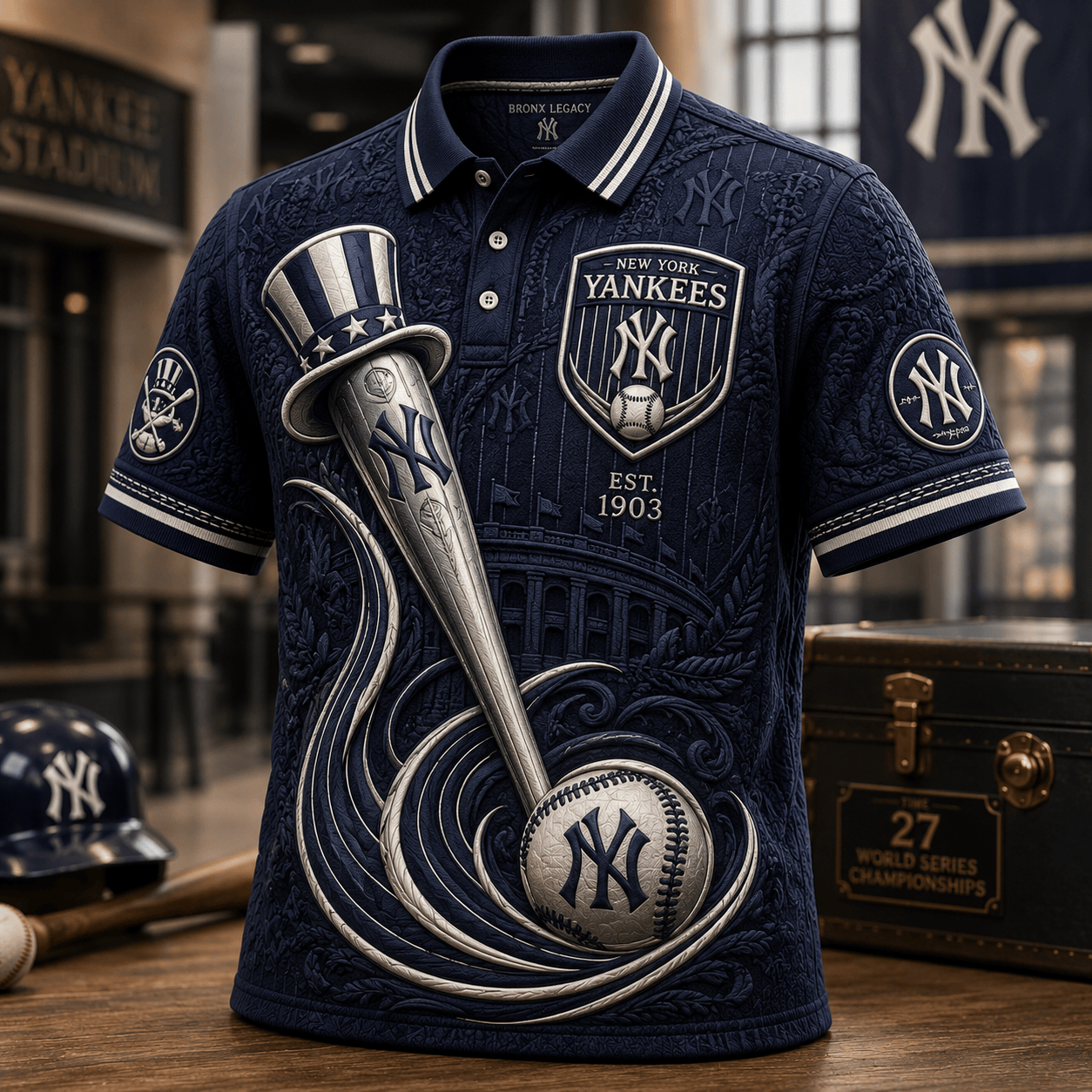 PREMIUM NYY EMBOSS POLO SHIRT HQH