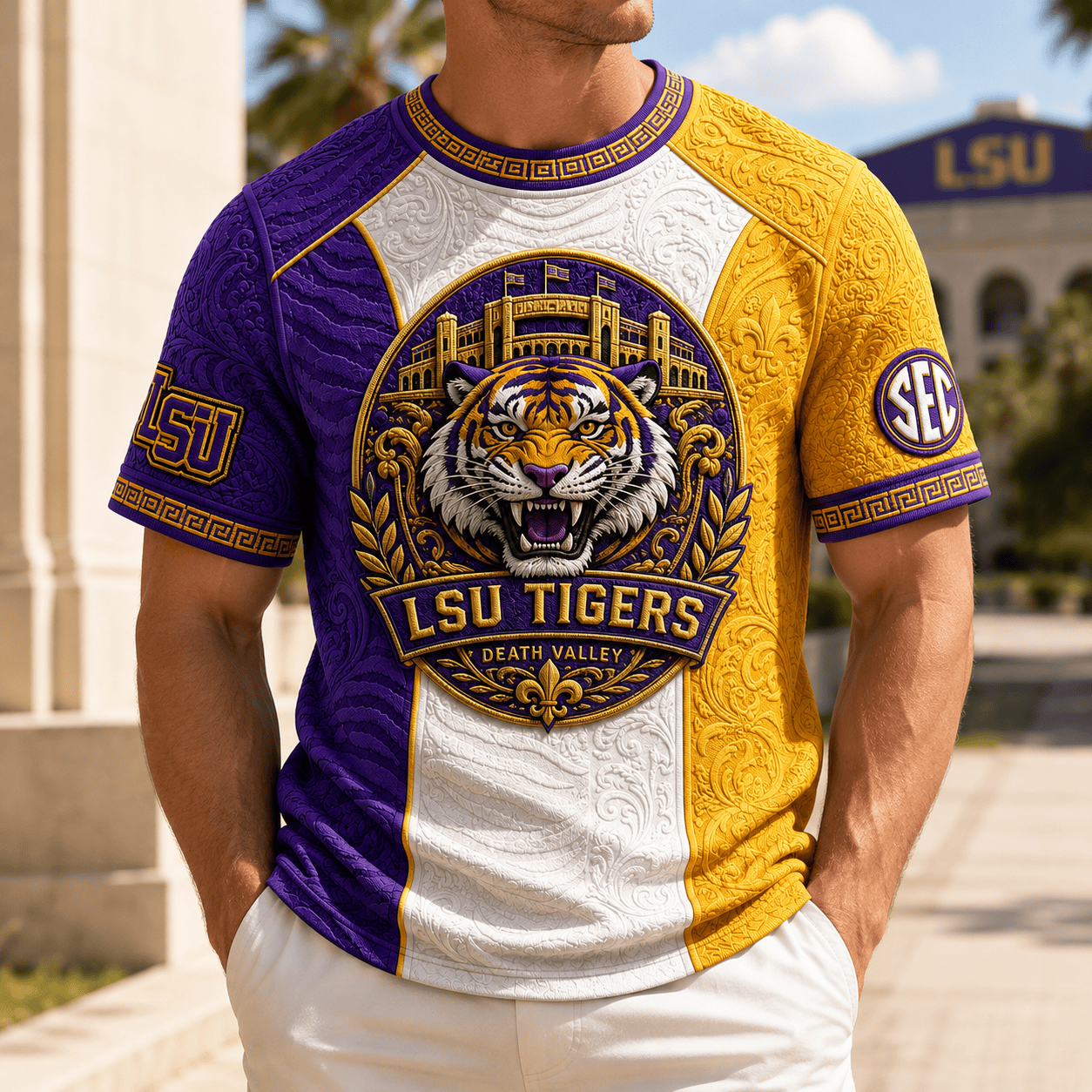 PREMIUM LSU 3D EMBOSS SHIRT TTNL