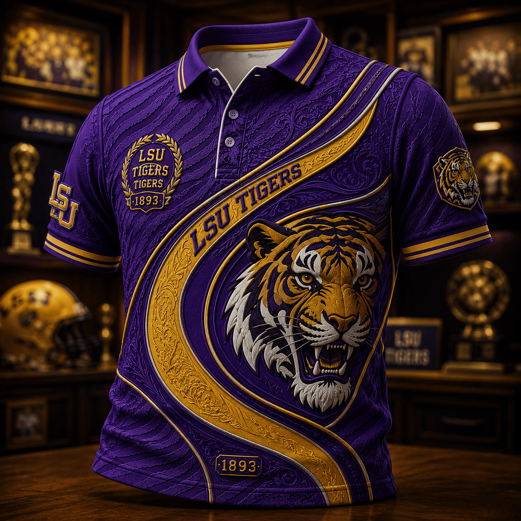 PREMIUM LSU EMBOSS POLO SHIRT HQH