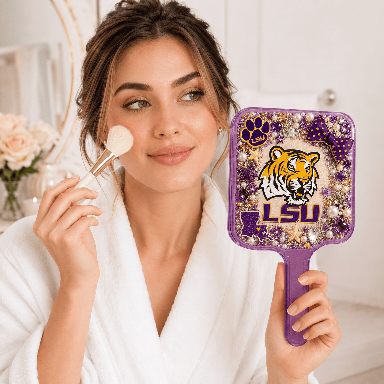 Premium LSU Glam Handheld Mirror TNSM