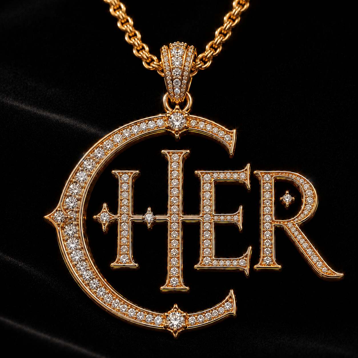 CHER Solid Gold Chain with Diamond Pendant TTTT
