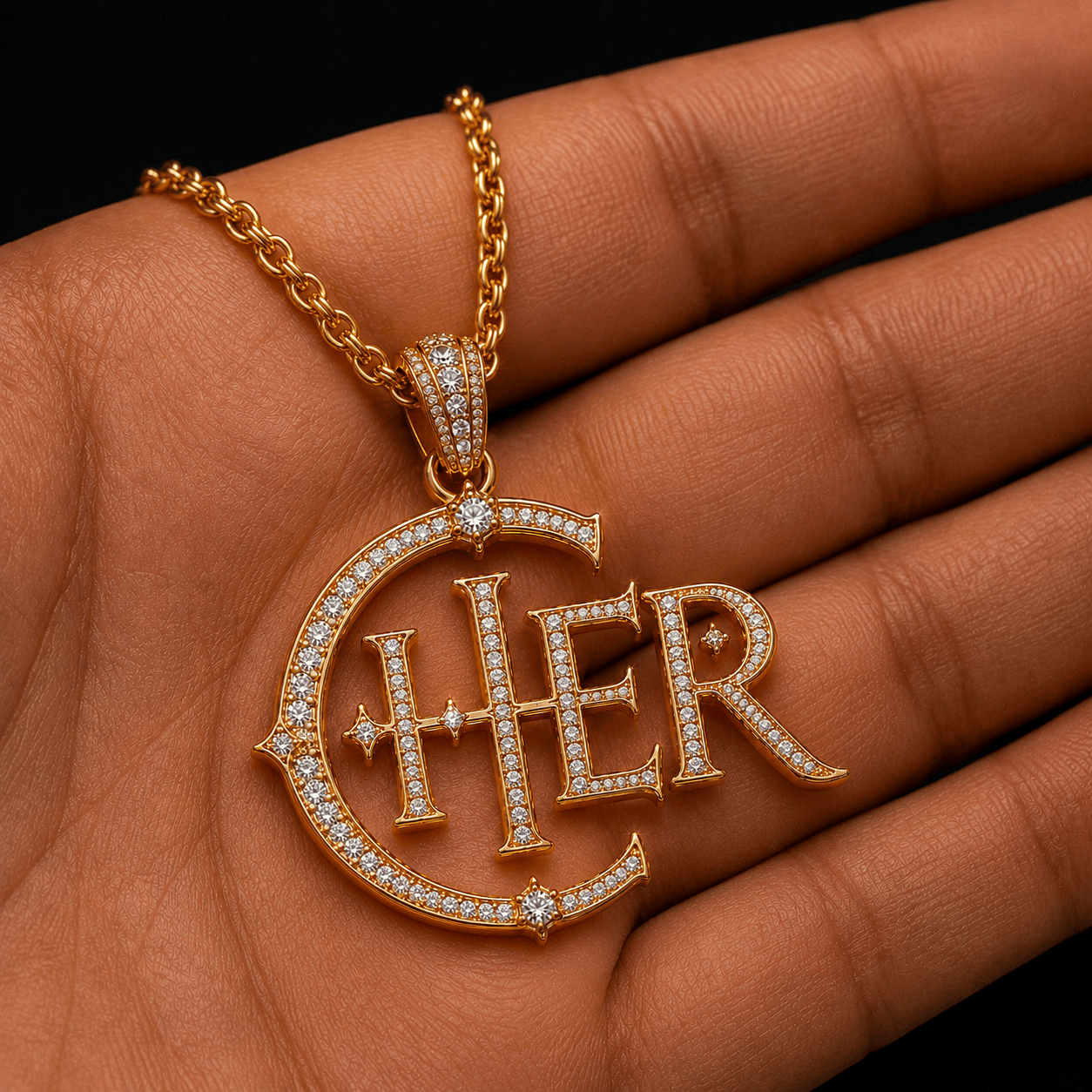 CHER Solid Gold Chain with Diamond Pendant TTTT