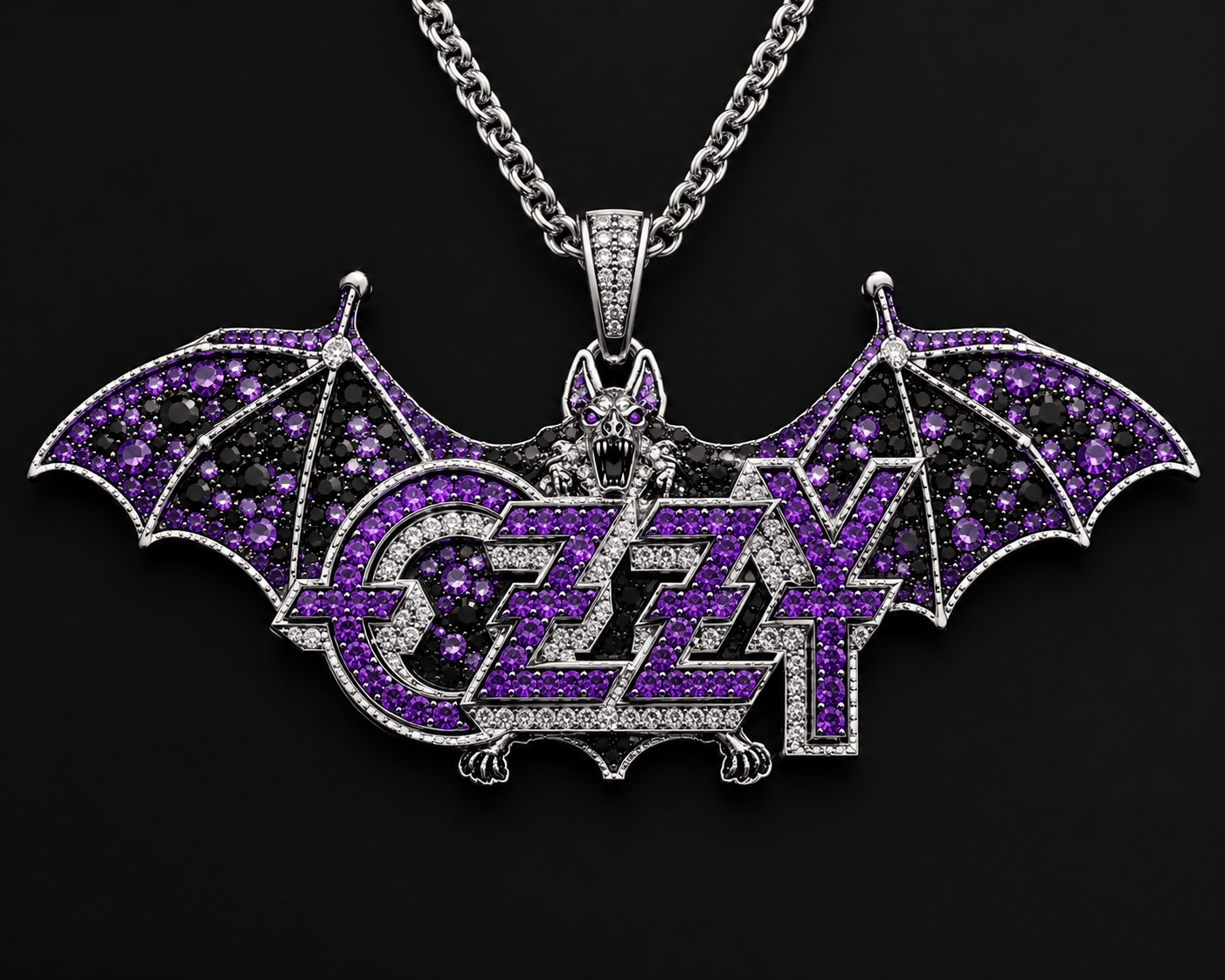 OZY Solid Sliver Chain with Diamond Pendant TTTT