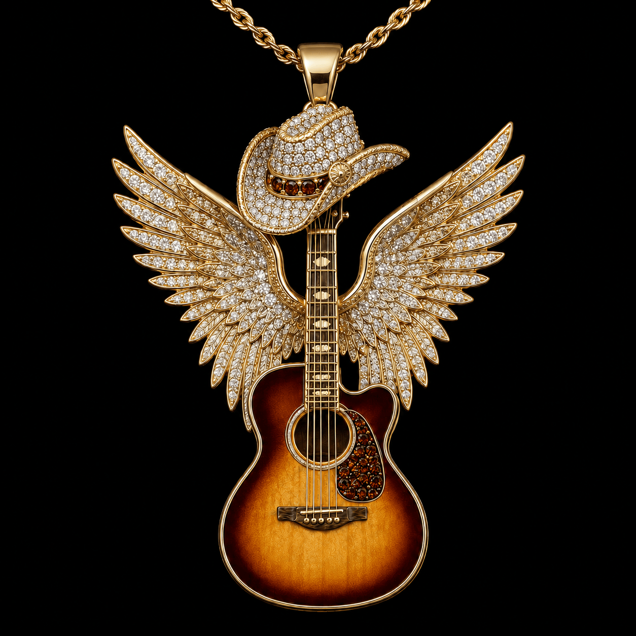 TBKH Solid Gold Chain with Diamond Pendant TTTT