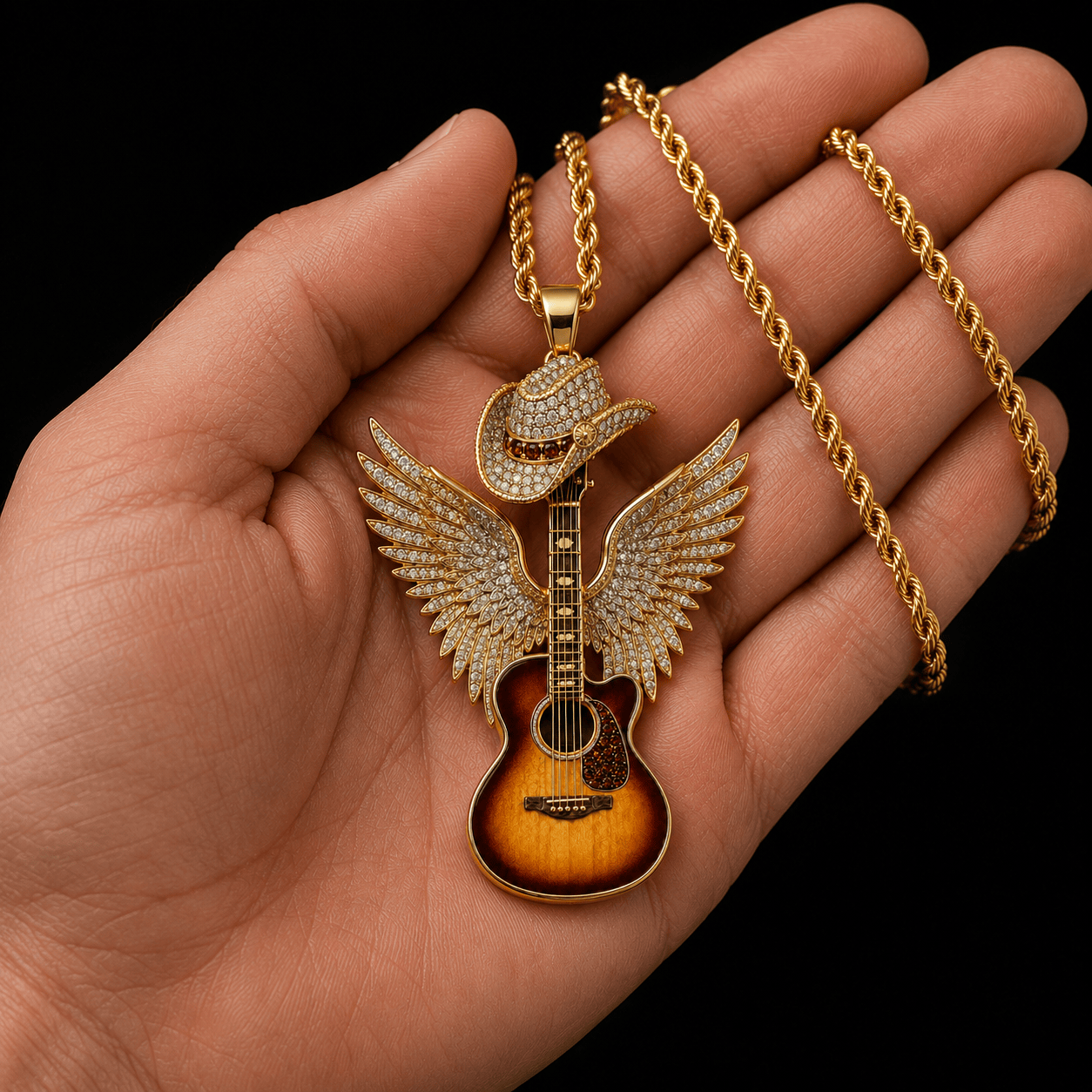 TBKH Solid Gold Chain with Diamond Pendant TTTT