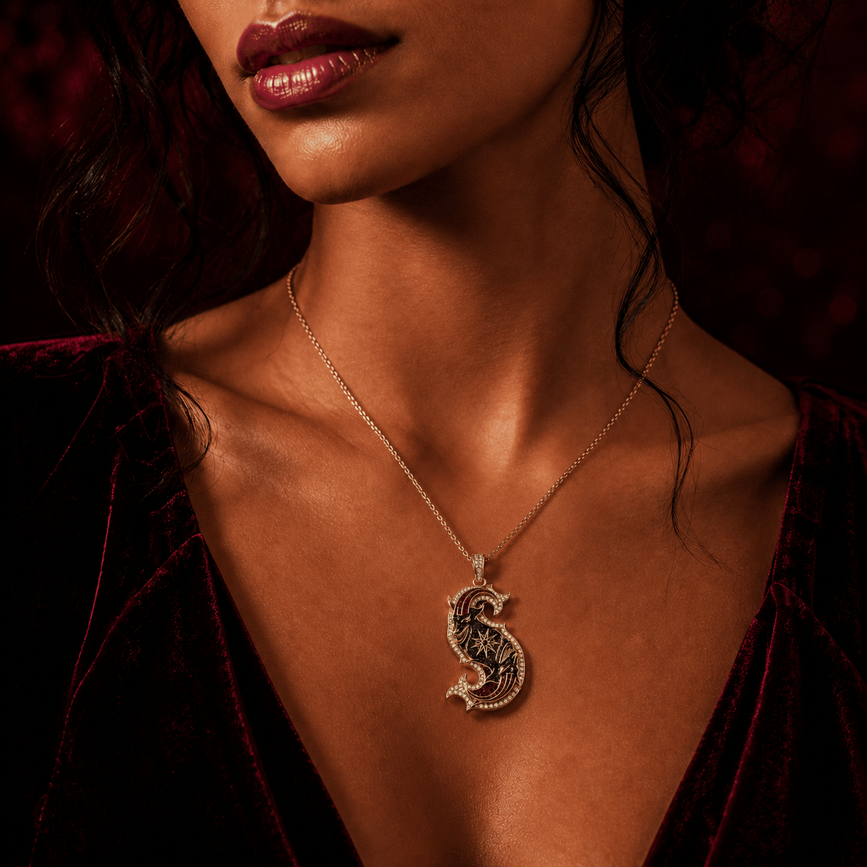 SLK Solid Gold Chain with Diamond Pendant TTTT