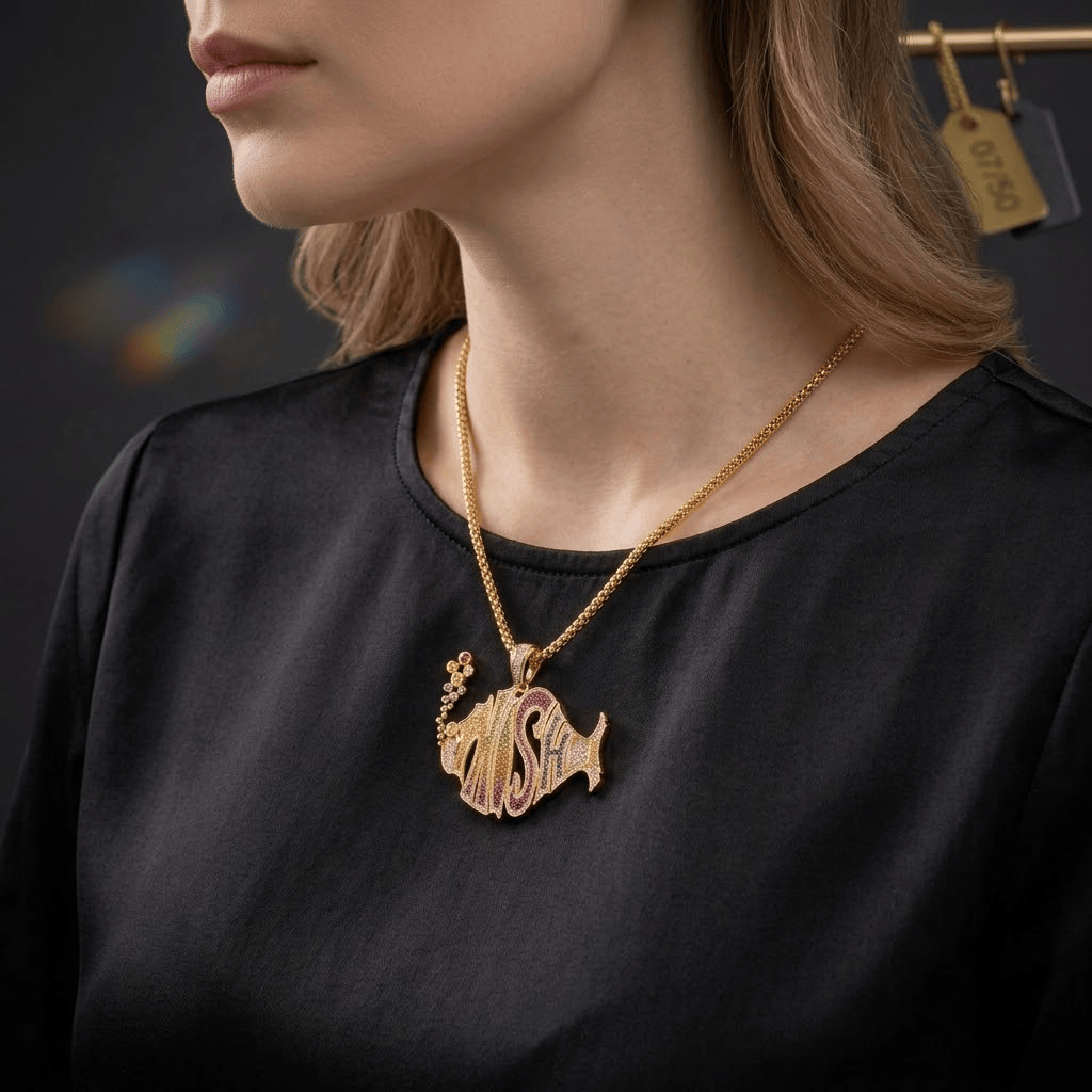 PIH Solid Gold Chain with Diamond Pendant BMD