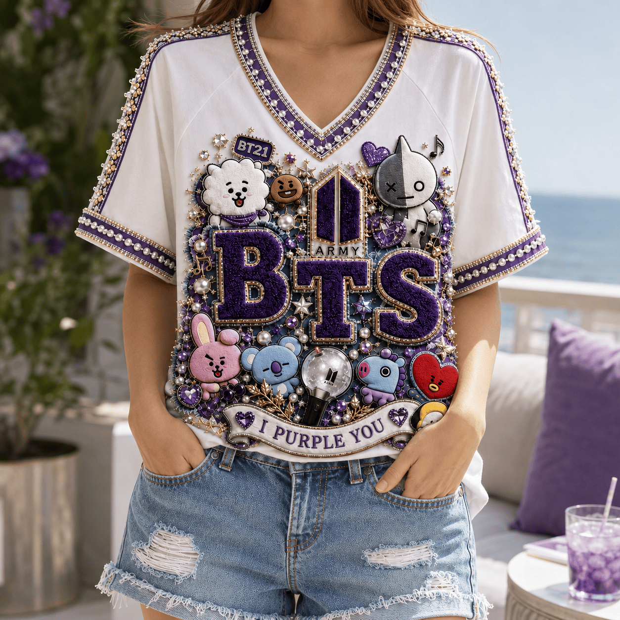 Premium BTS V-neck Shirt NPL