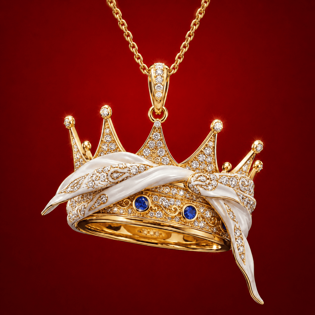 TSK Solid Gold Chain with Diamond Pendant TMH