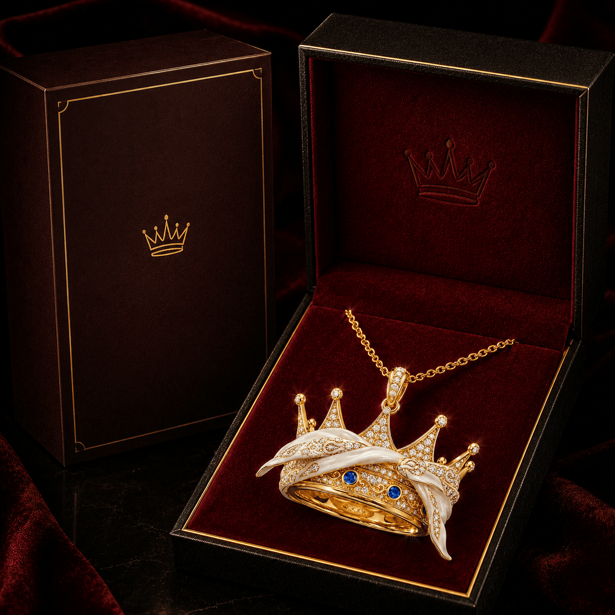 TSK Solid Gold Chain with Diamond Pendant TMH