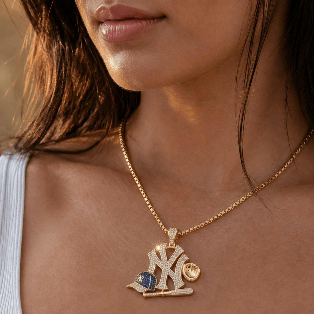 NYYR Solid Gold Chain with Diamond Pendant BMD