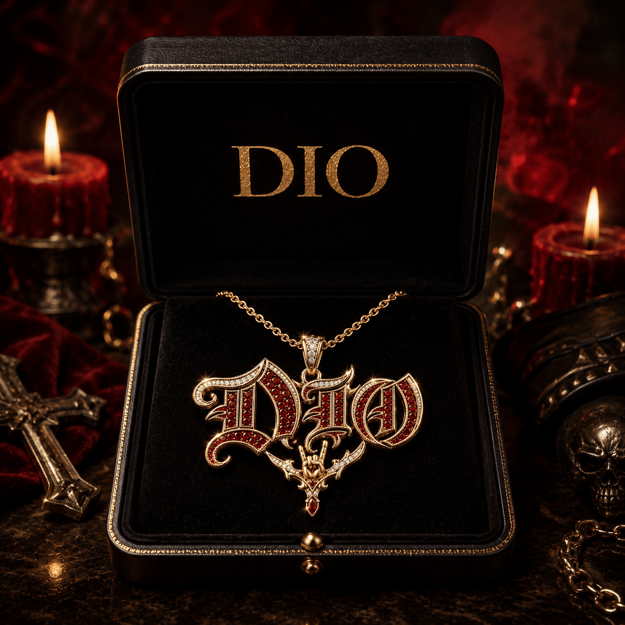 DIOO Solid Gold Chain with Diamond Pendant BMD