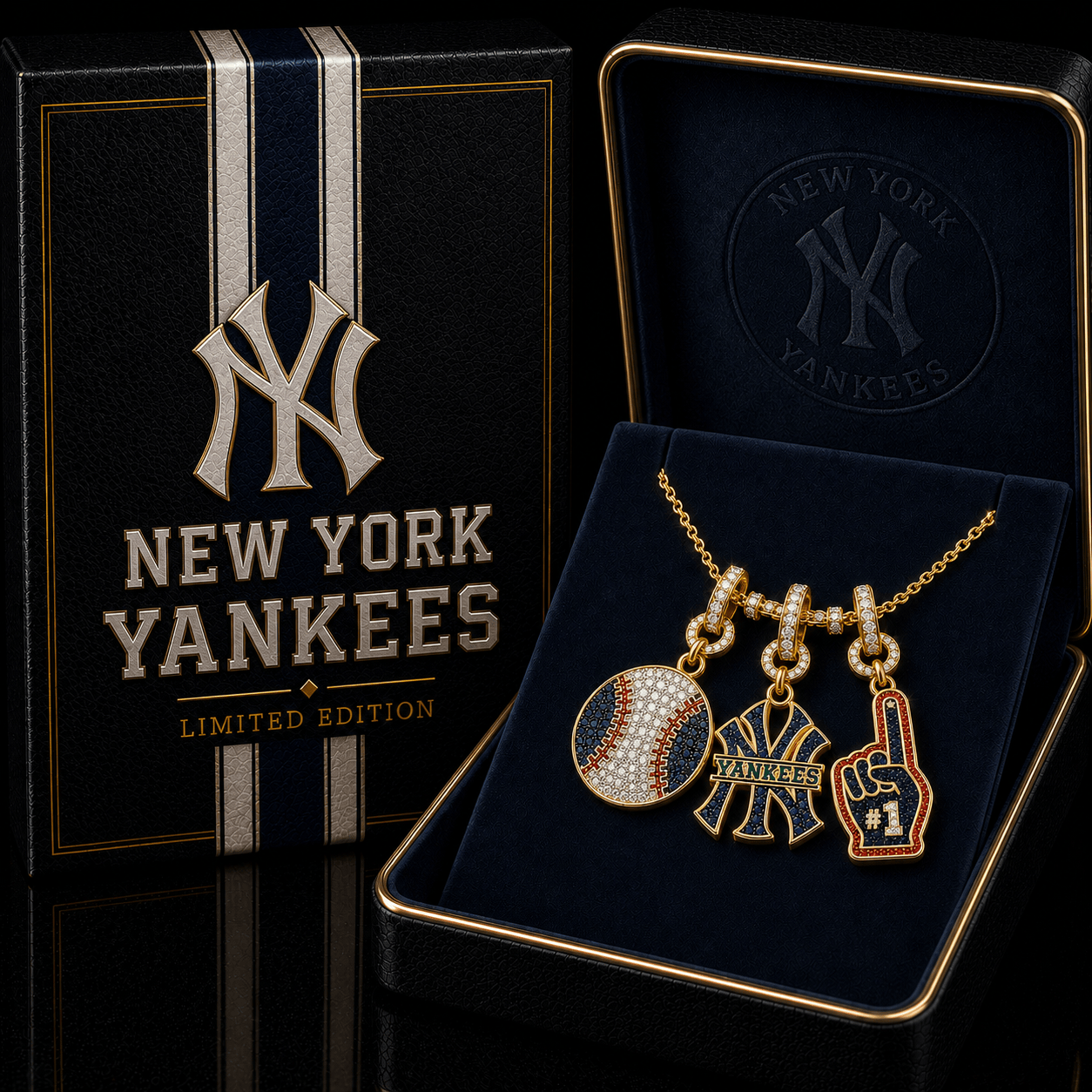 NYY Solid Gold Chain with Diamond Pendant TTTT