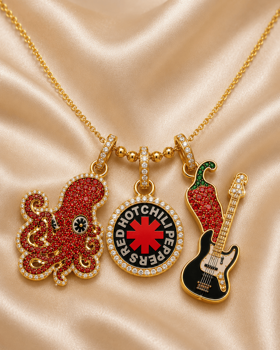 RHCP Solid Gold Chain with Diamond Pendant TMH