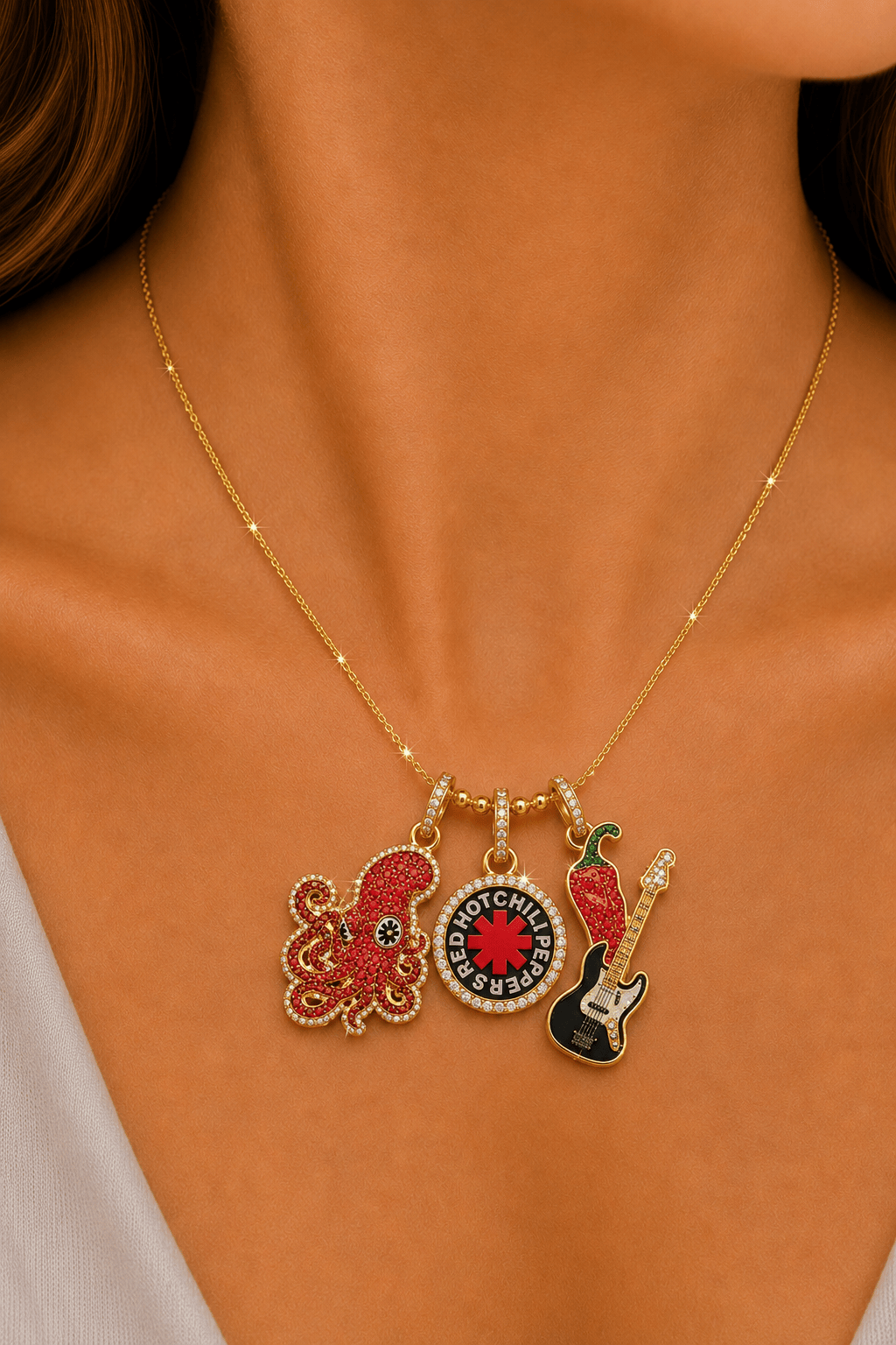 RHCP Solid Gold Chain with Diamond Pendant TMH