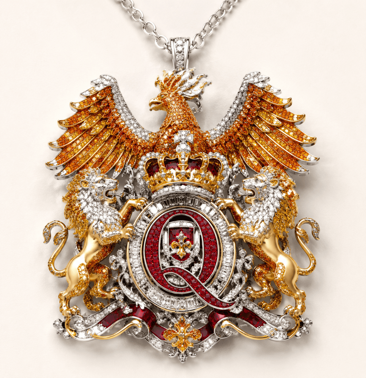QNN Solid Gold Chain with Diamond Pendant HTTT