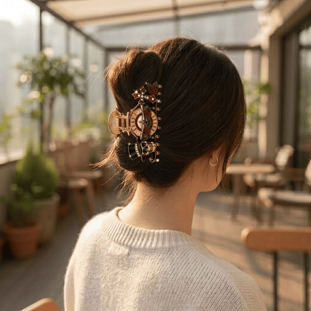 GNR Elegant Gold Hair Clip For Women TMH