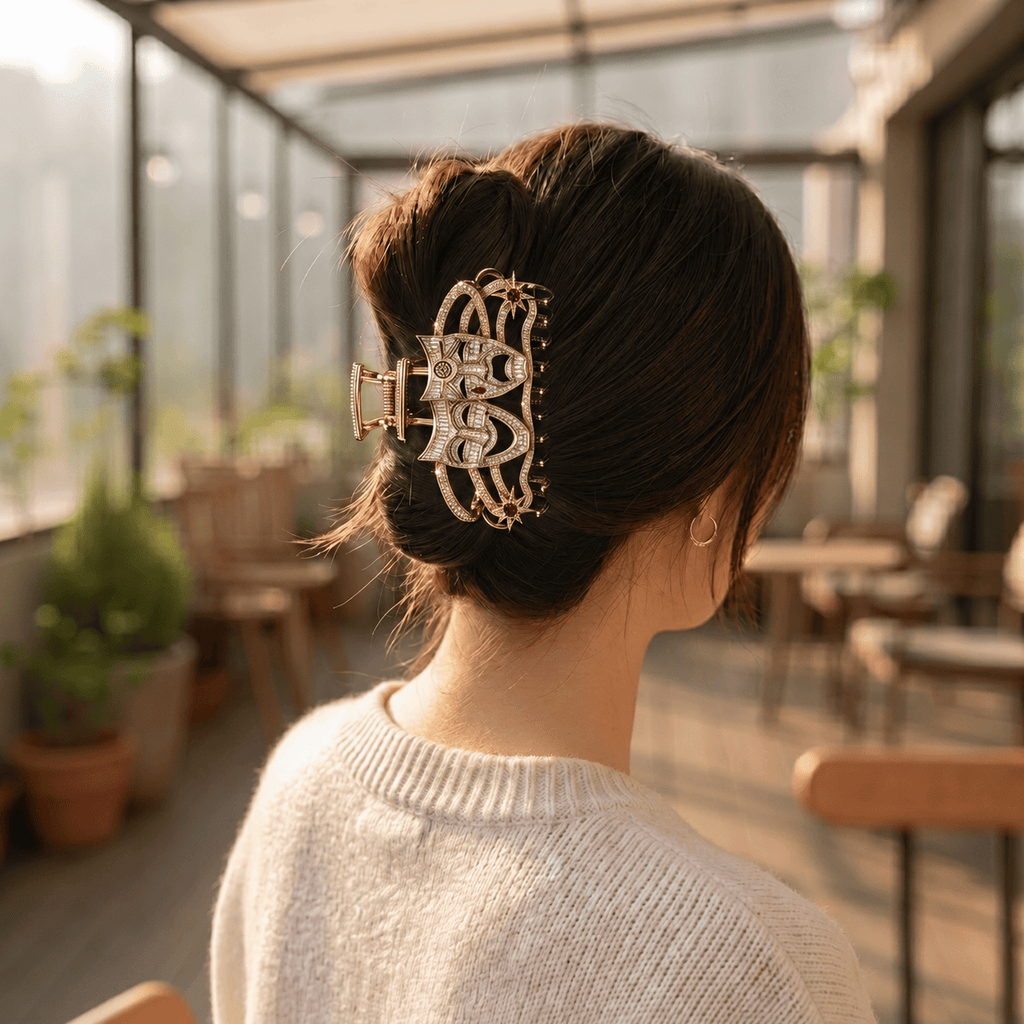 MTLC Elegant Gold Hair Clip For Women BMD