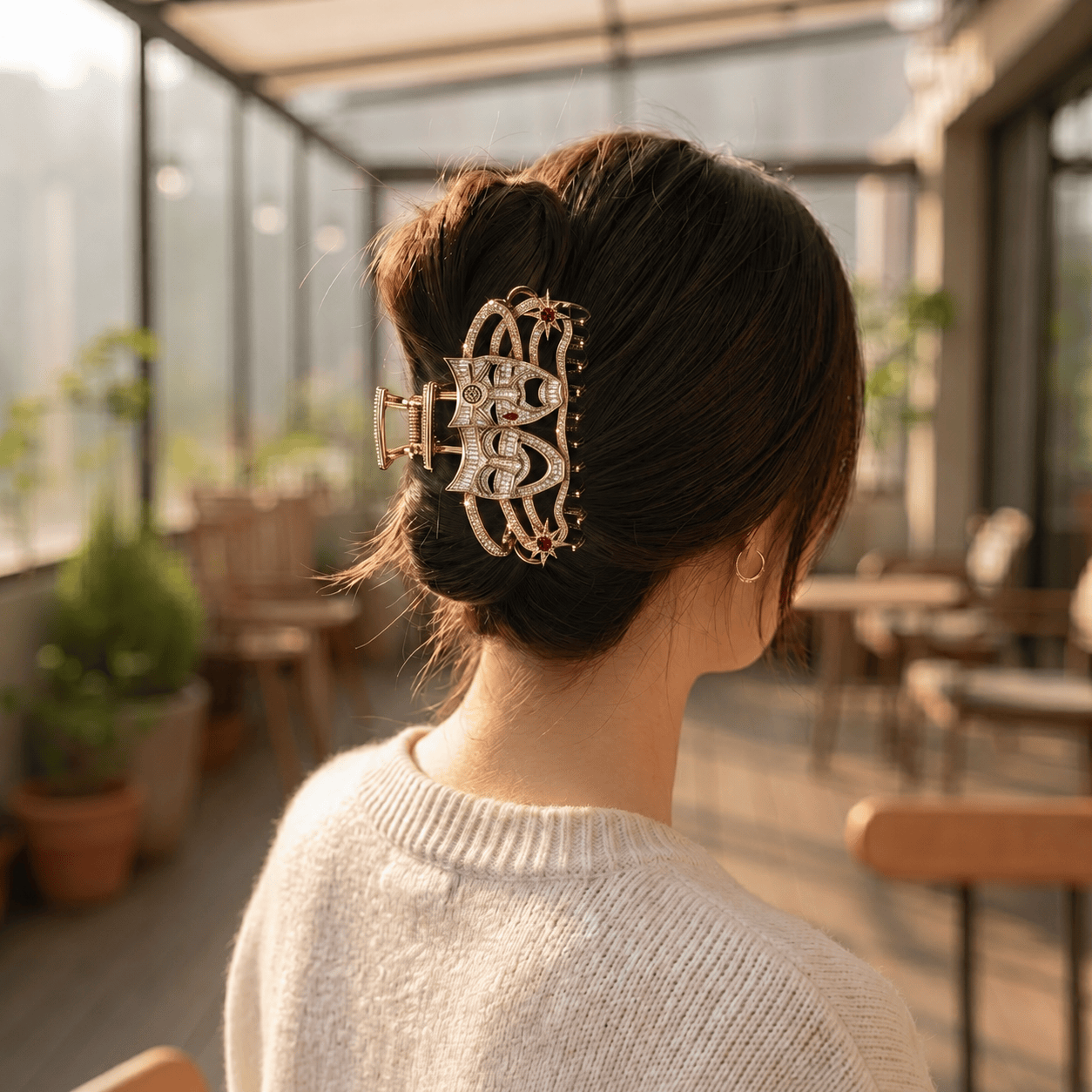 MTLC Elegant Gold Hair Clip For Women BMD
