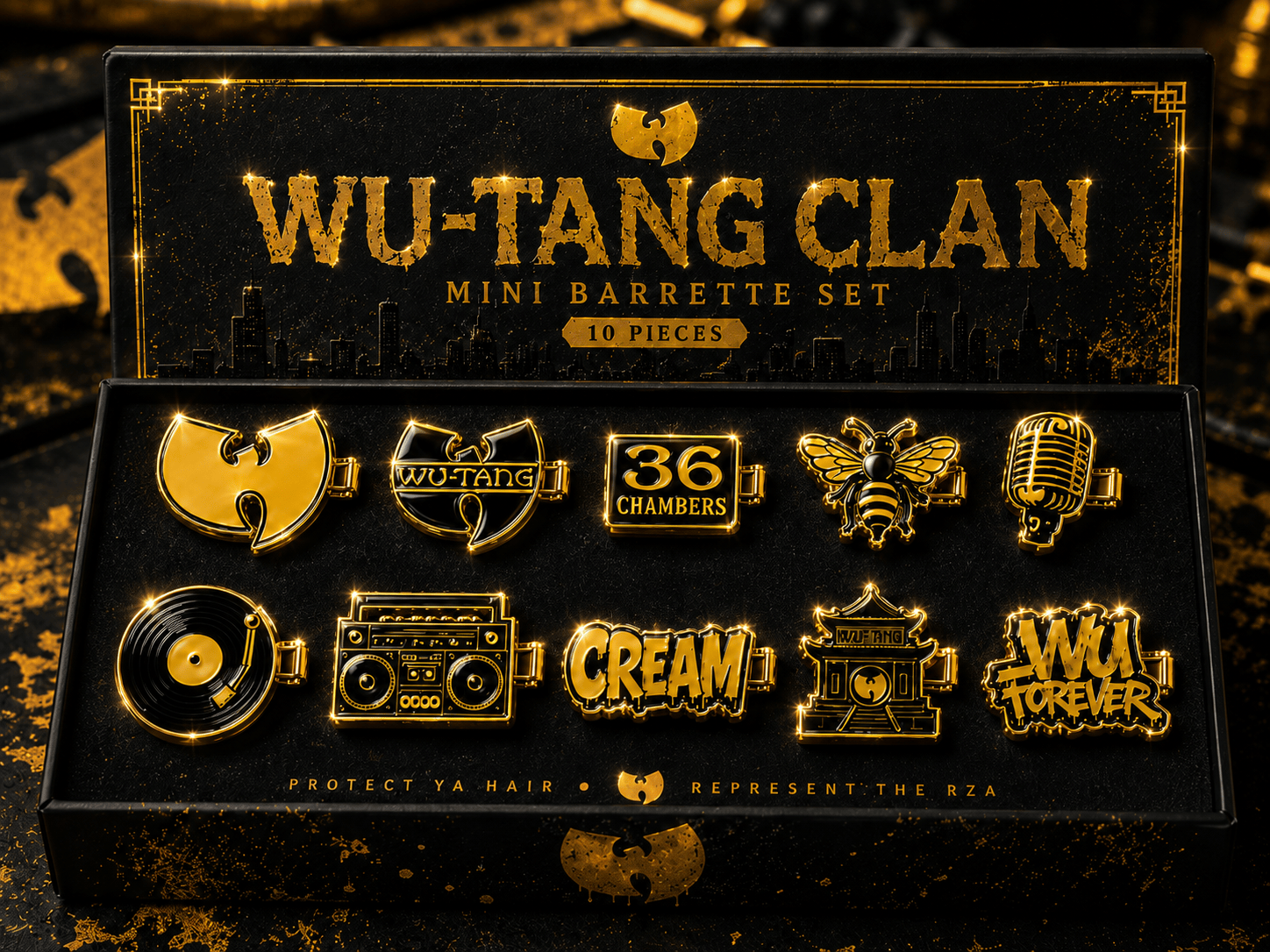 WTC Elegant Gold Mini Barrettes for Women TMH