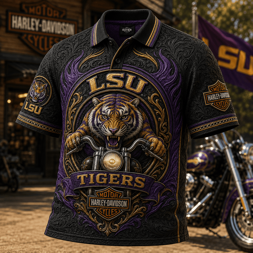 PREMIUM LSU EMBOSS POLO SHIRT HQH