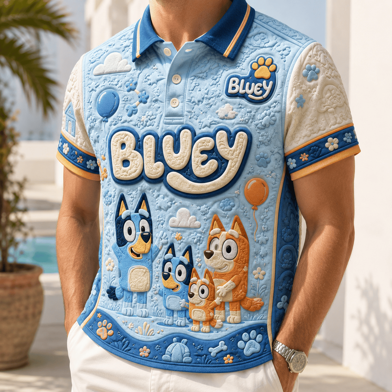 PREMIUM BLU EMBOSS POLO SHIRT NTVA
