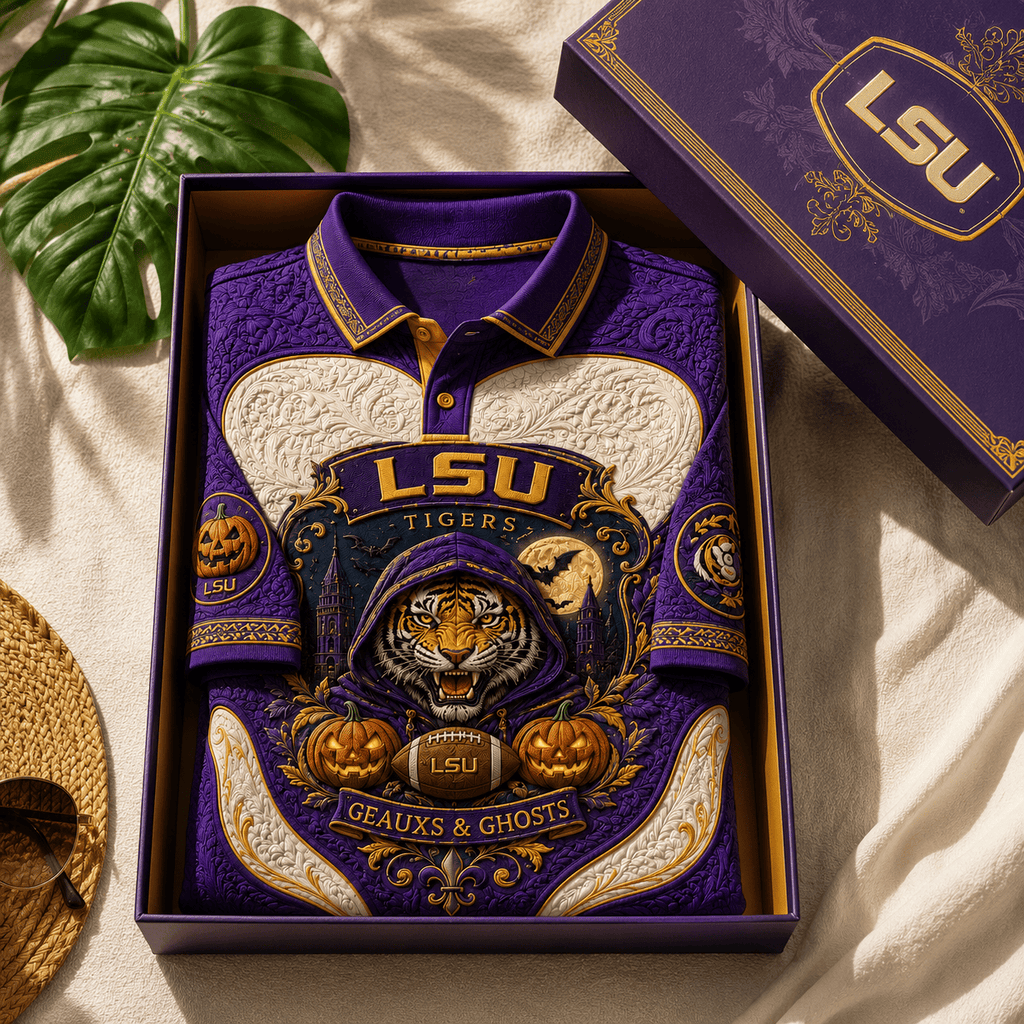 PREMIUM LSU EMBOSS POLO SHIRT HQH