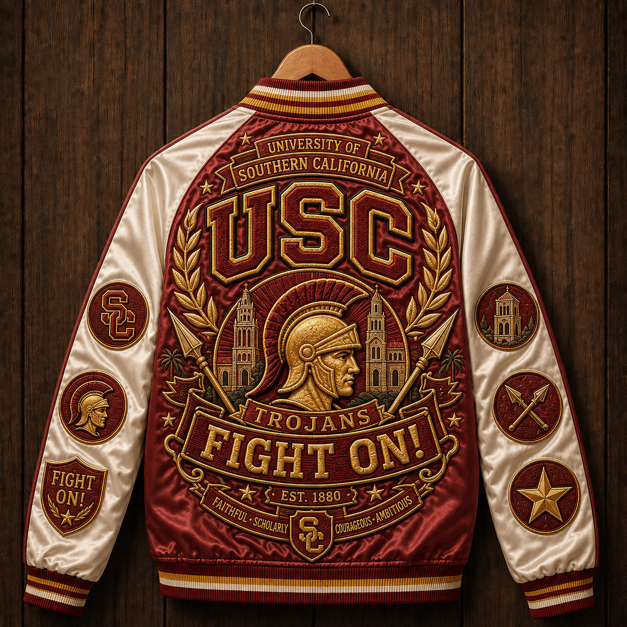 PREMIUM USC SATIN BASEBALL JACKET NTNA
