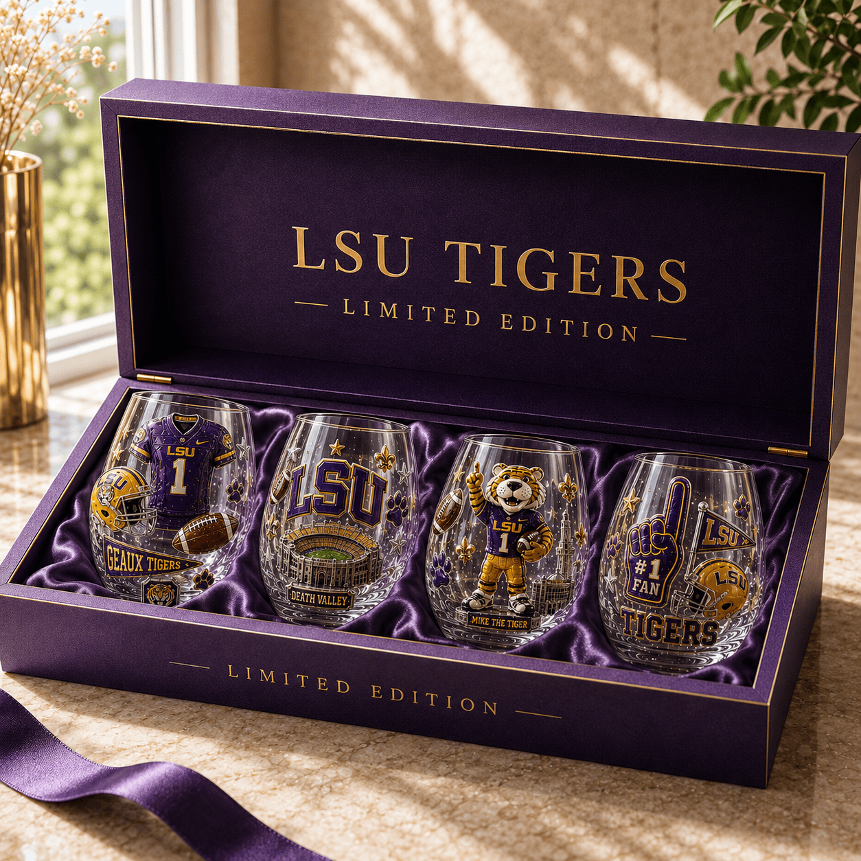 LSUT Stemless Glass Cup Set TMH